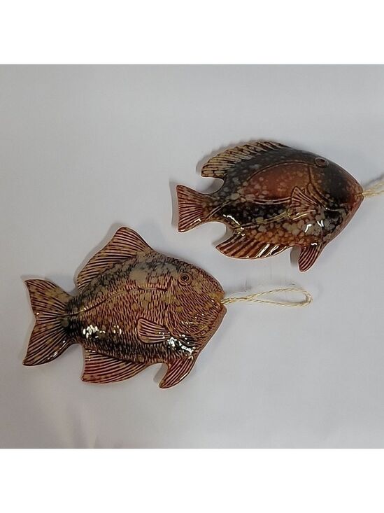 Unk Other - Set of (2) Glazed Finish Studio Pottery Fish